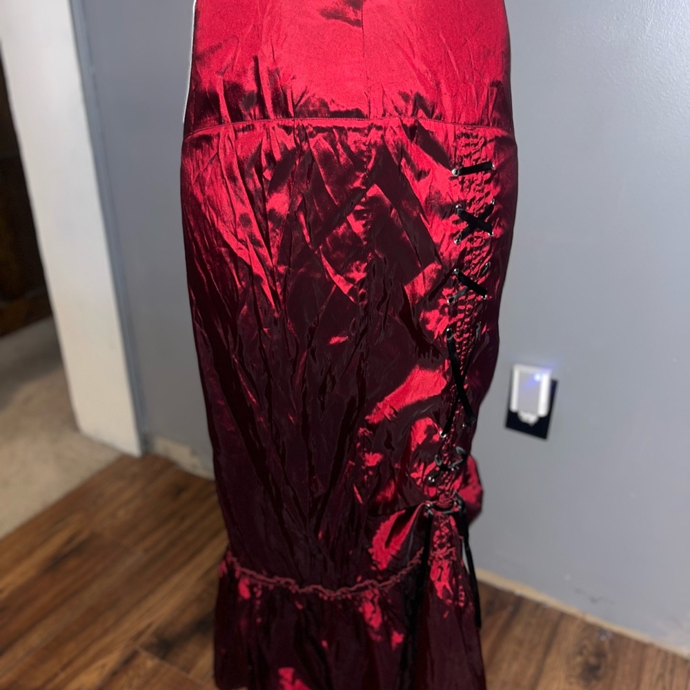 Belle Poque dark red maxi punk skirt w/drawstring - XL